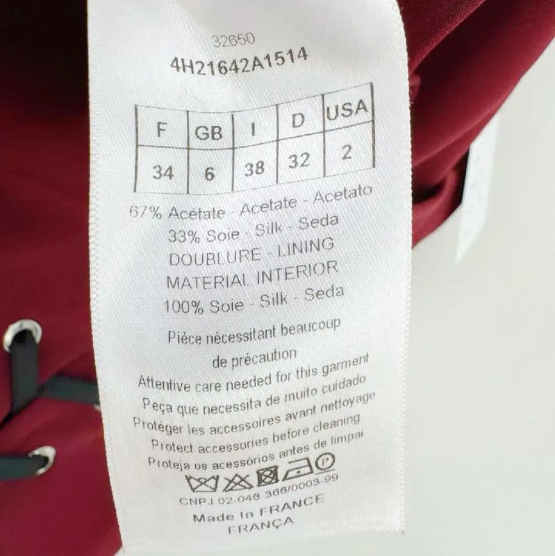 Dior Dior Burgundy Women's Midi Dress 0089 Size S / US 4 / IT 40 - 3 Thumbnail