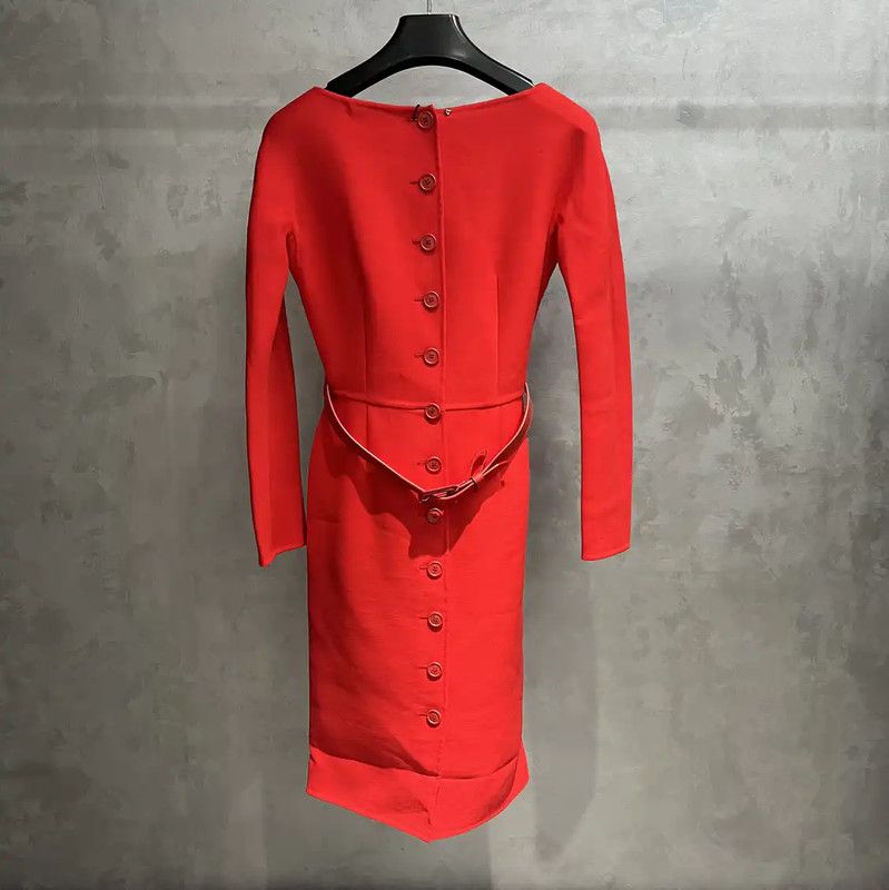 Dior Dior Red Cotton Dress for Women Size S 0089 Size S / US 4 / IT 40 - 5 Thumbnail