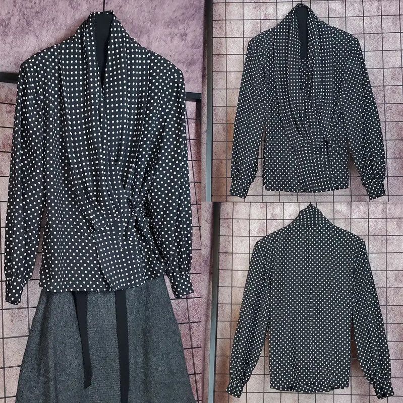 Dior Dior Black Polka Dot Long Sleeve Blouse 0089 Size M / US 6-8 / IT 42-44 - 2 Thumbnail