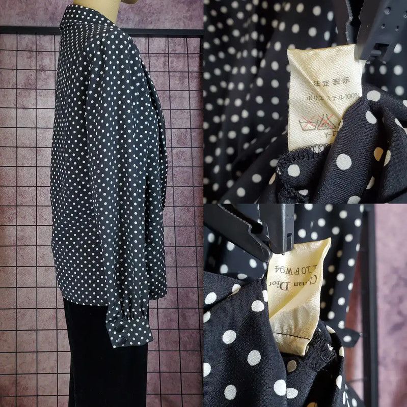 Dior Dior Black Polka Dot Long Sleeve Blouse 0089 Size M / US 6-8 / IT 42-44 - 4 Thumbnail