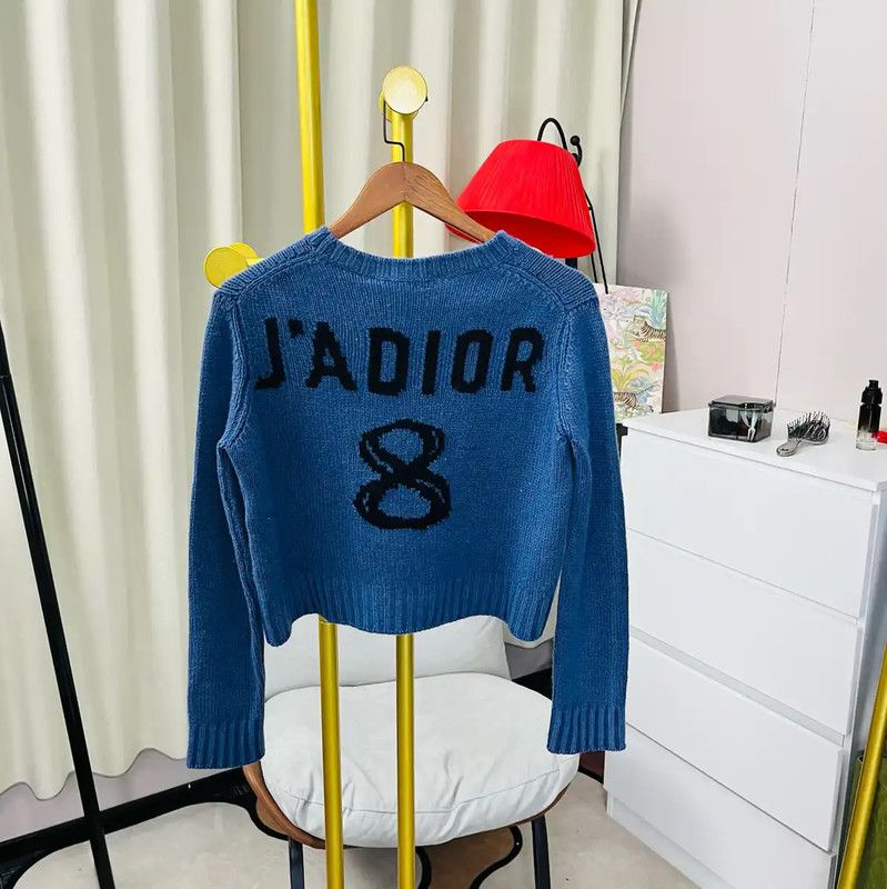 Dior Dior Blue Wool Cropped Sweater 0089 Size XS / US 0-2 / IT 36-38 - 2 Thumbnail