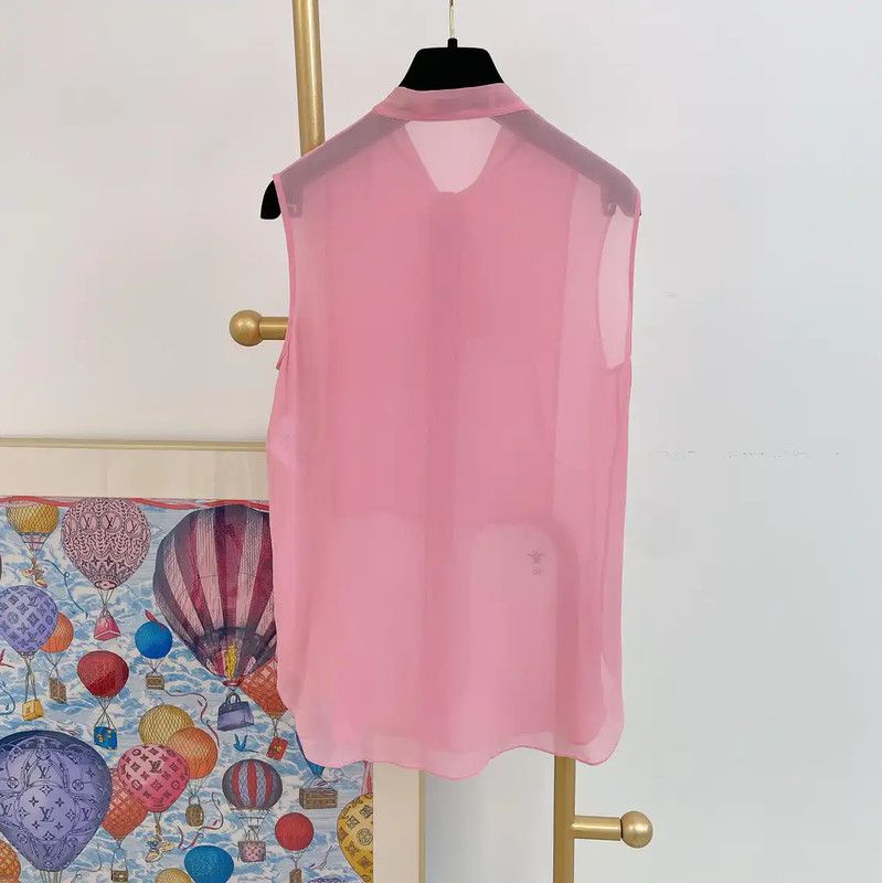 Dior Dior Pink Silk Summer Blouse for Women 0089 Size S / US 4 / IT 40 - 2 Thumbnail