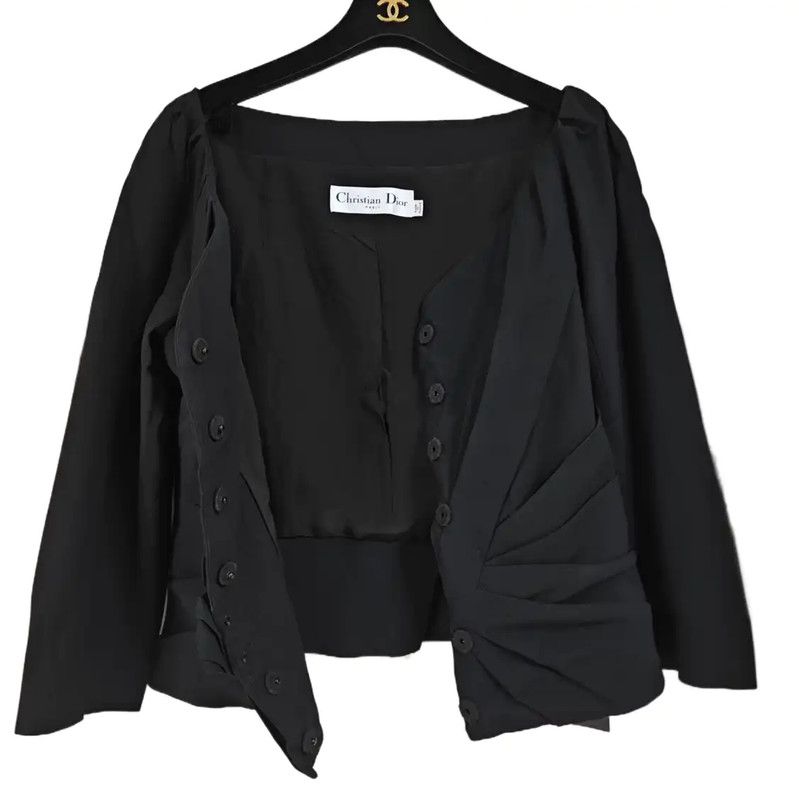 Dior Dior Black Silk Short Coat for Women 0089 Size M / US 6-8 / IT 42-44 - 3 Thumbnail