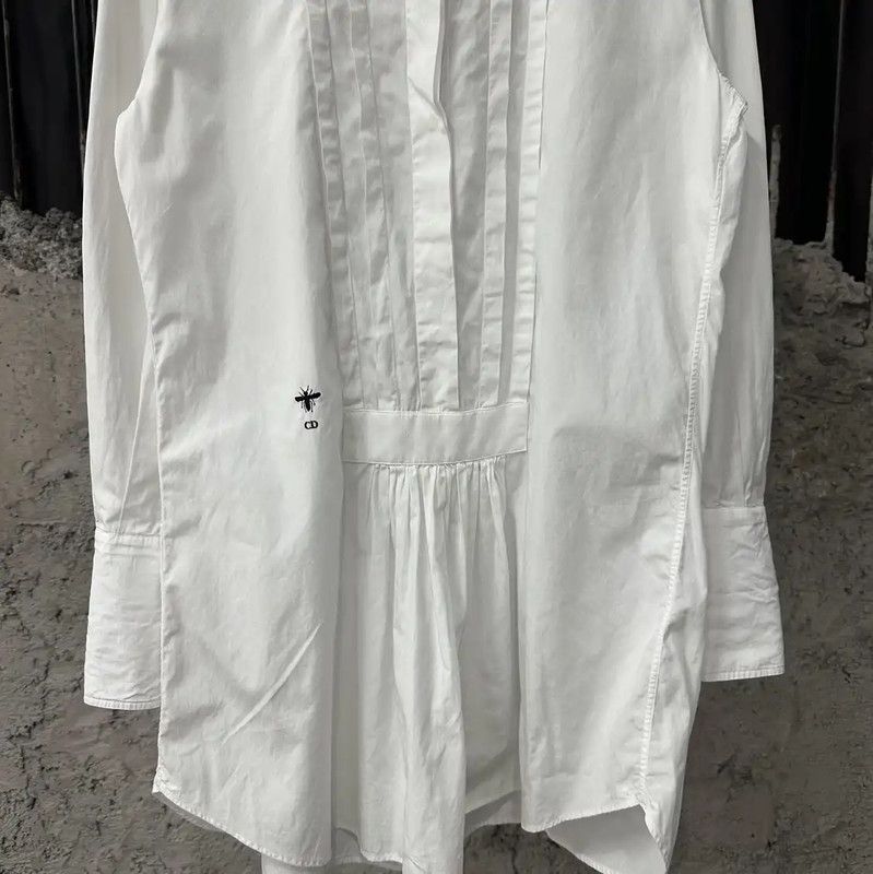 Dior Dior White Cotton Long Sleeve Dress 0089 Size M / US 6-8 / IT 42-44 - 4 Thumbnail