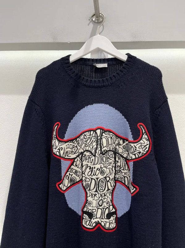 Dior Dior Women's Winter Blue Wool Sweater 0089 Size XS / US 0-2 / IT 36-38 - 3 Thumbnail