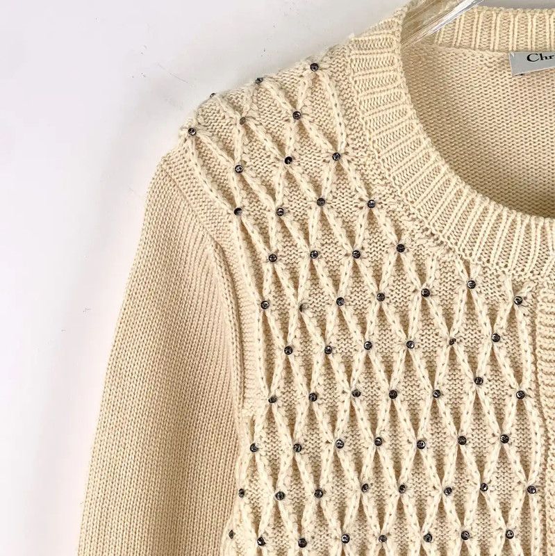 Dior Dior Beige Wool Cardigan for Women 0089 Size S / US 4 / IT 40 - 3 Thumbnail