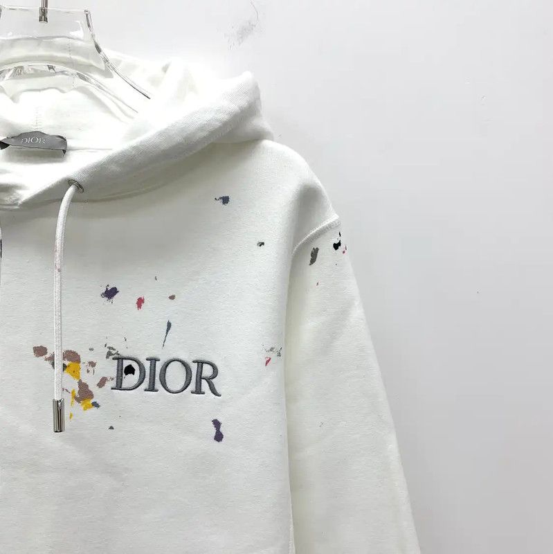 Dior Dior White Cotton Women's Hoodie with Splatter Design 0089 Size XS / US 0-2 / IT 36-38 - 3 Thumbnail