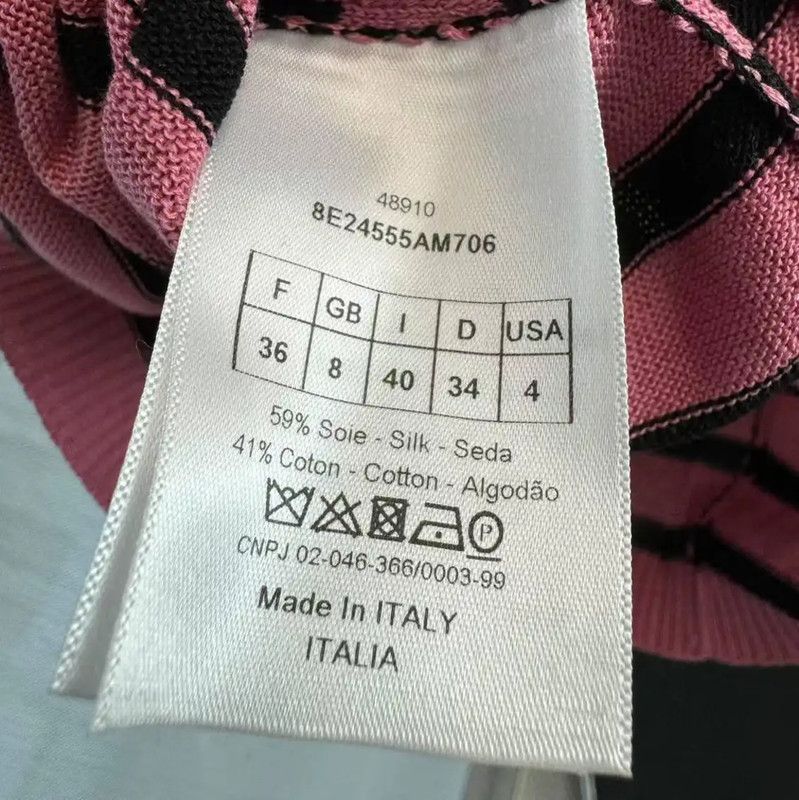 Dior Dior Pink Striped Silk Women's T-shirt 0089 Size S / US 4 / IT 40 - 5 Thumbnail