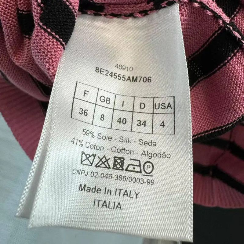 Dior Dior Pink Striped Silk Women's T-shirt 0089 Size S / US 4 / IT 40 - 3 Thumbnail