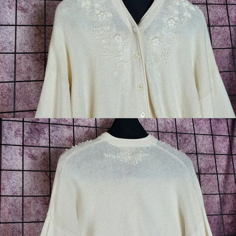 Dior Dior Beige Cotton Blend Embroidered Long Sleeve Top 0089 Size M / US 6-8 / IT 42-44 - 5 Thumbnail