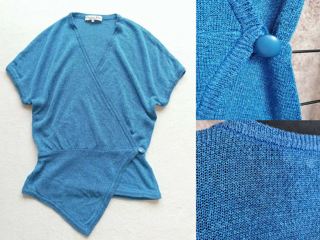 Dior Dior Summer Blue Linen Blend Short Sleeve Top 0089 Size M / US 6-8 / IT 42-44 - 3 Thumbnail