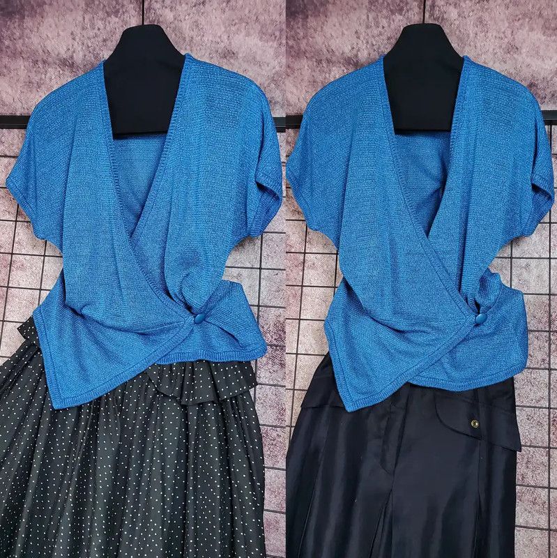 Dior Dior Summer Blue Linen Blend Short Sleeve Top 0089 Size M / US 6-8 / IT 42-44 - 2 Thumbnail