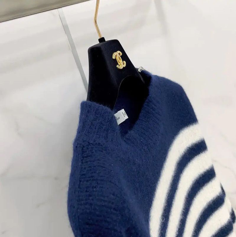 Dior Dior Blue Striped Cashmere Sweater for Women 0089 Size S / US 4 / IT 40 - 8 Thumbnail