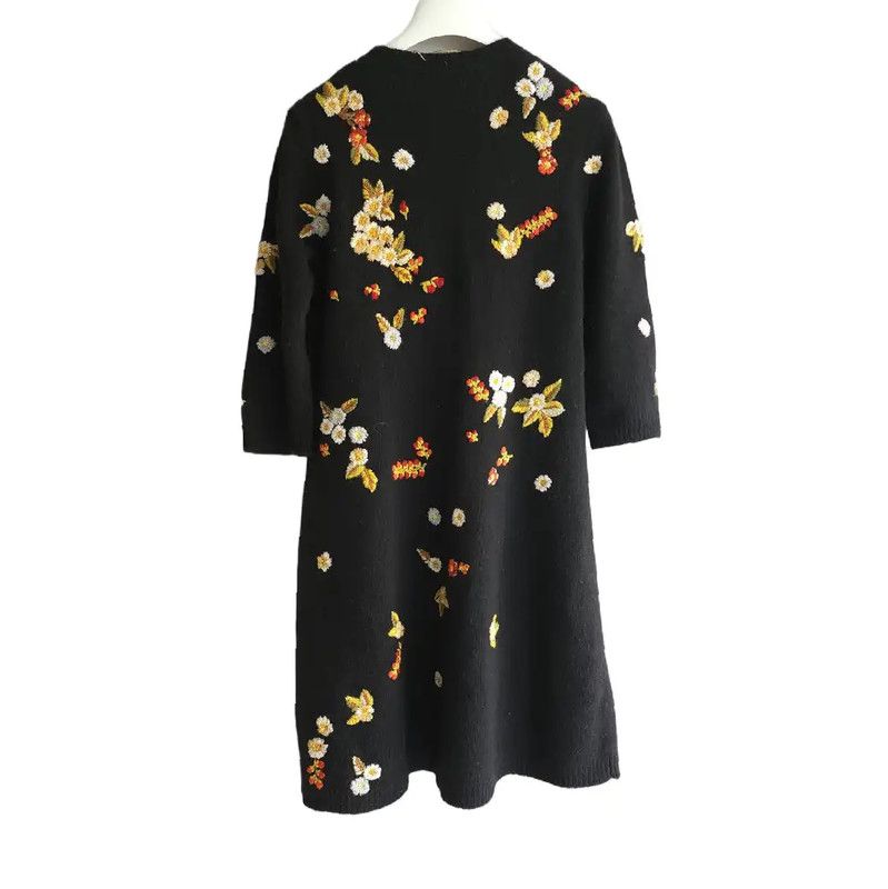 Dior Dior Black Wool Spring Dress with Floral Design 0089 Size M / US 6-8 / IT 42-44 - 9 Thumbnail