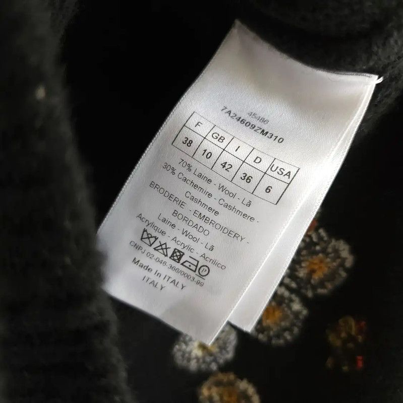 Dior Dior Black Wool Spring Dress with Floral Design 0089 Size M / US 6-8 / IT 42-44 - 7 Thumbnail