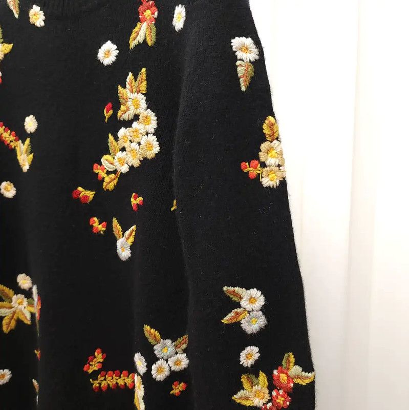 Dior Dior Black Wool Spring Dress with Floral Design 0089 Size M / US 6-8 / IT 42-44 - 6 Thumbnail