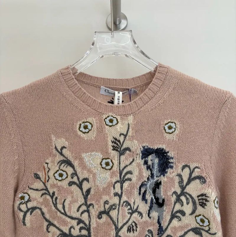 Dior Dior Pink Cashmere Sweater with Embroidery 0089 Size S / US 4 / IT 40 - 3 Thumbnail
