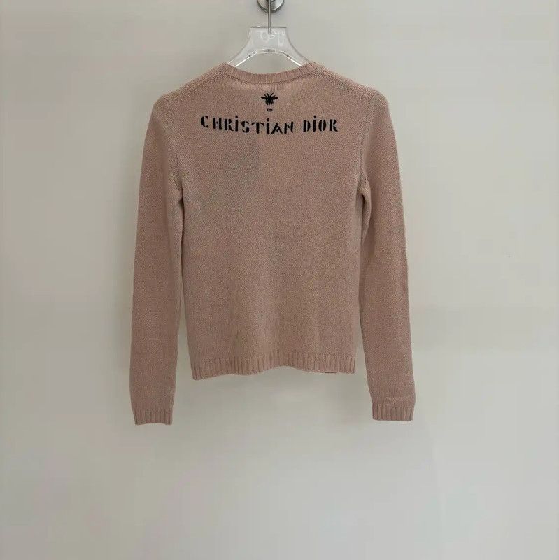 Dior Dior Pink Cashmere Sweater with Embroidery 0089 Size S / US 4 / IT 40 - 2 Thumbnail