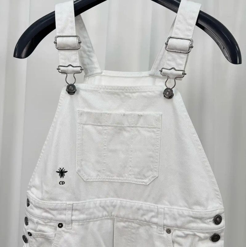 Dior Dior White Denim Logo Embroidered Casual Pants 0089 Size 23" - 3 Thumbnail