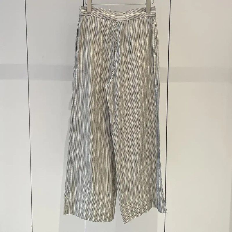 Dior Dior Summer Gray Striped Cotton Relaxed Pants 0089 Size 28" / US 6 / IT 42 - 2 Thumbnail