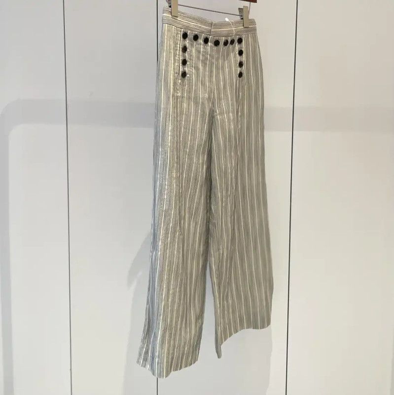 Dior Dior Summer Gray Striped Cotton Relaxed Pants 0089 Size 28" / US 6 / IT 42 - 3 Thumbnail