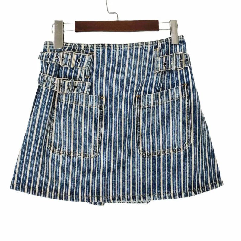 Dior Dior Women's Blue Cotton Striped Skirt 0089 Size 23" - 2 Thumbnail