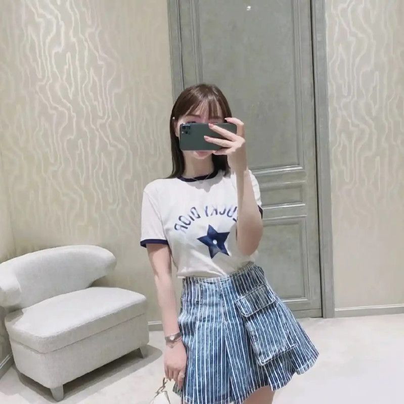 Dior Dior Women's Blue Cotton Striped Skirt 0089 Size 23" - 7 Thumbnail