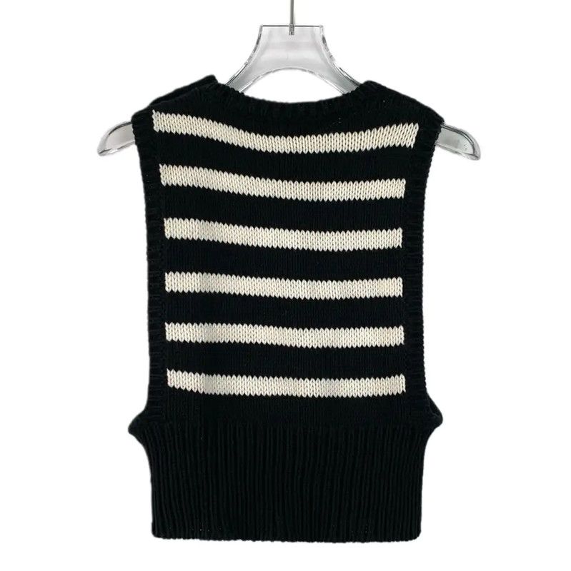Dior Dior Black Striped Wool Sleeveless Sweater 0089 Size XS / US 0-2 / IT 36-38 - 2 Thumbnail