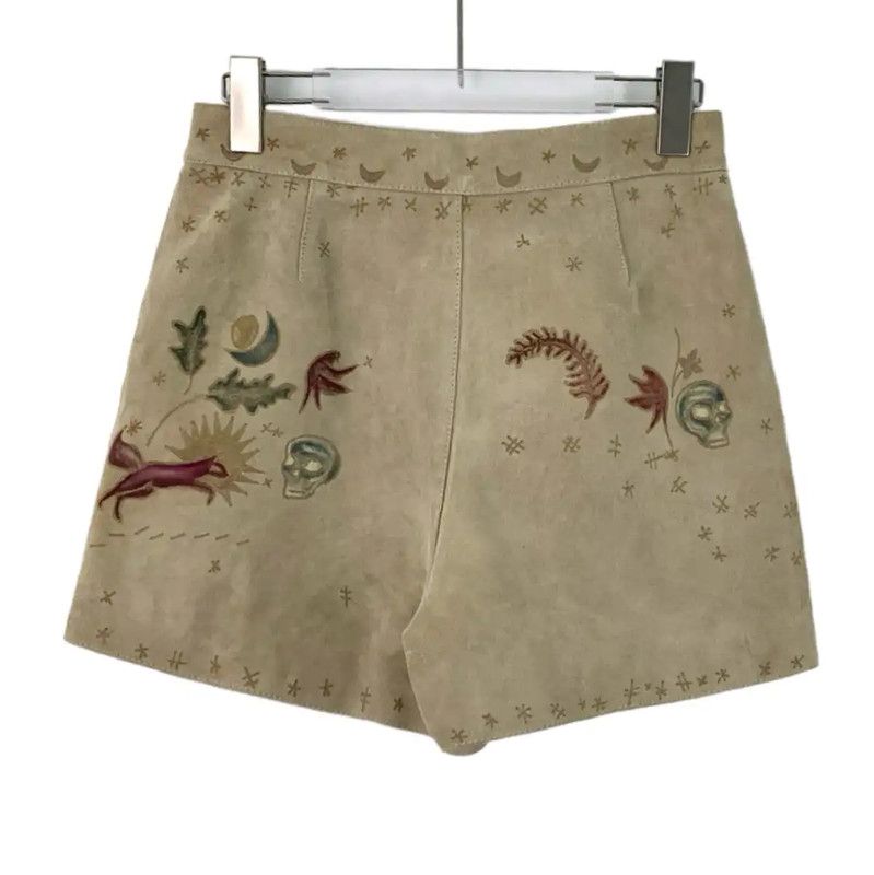 Dior Brown Women's Shorts with Unique Embroidery 0089