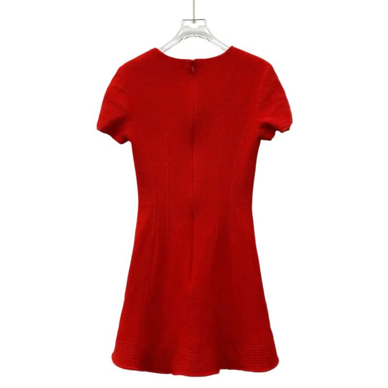 Dior Dior Red Wool Women's Dress 0089 Size M / US 6-8 / IT 42-44 - 2 Thumbnail