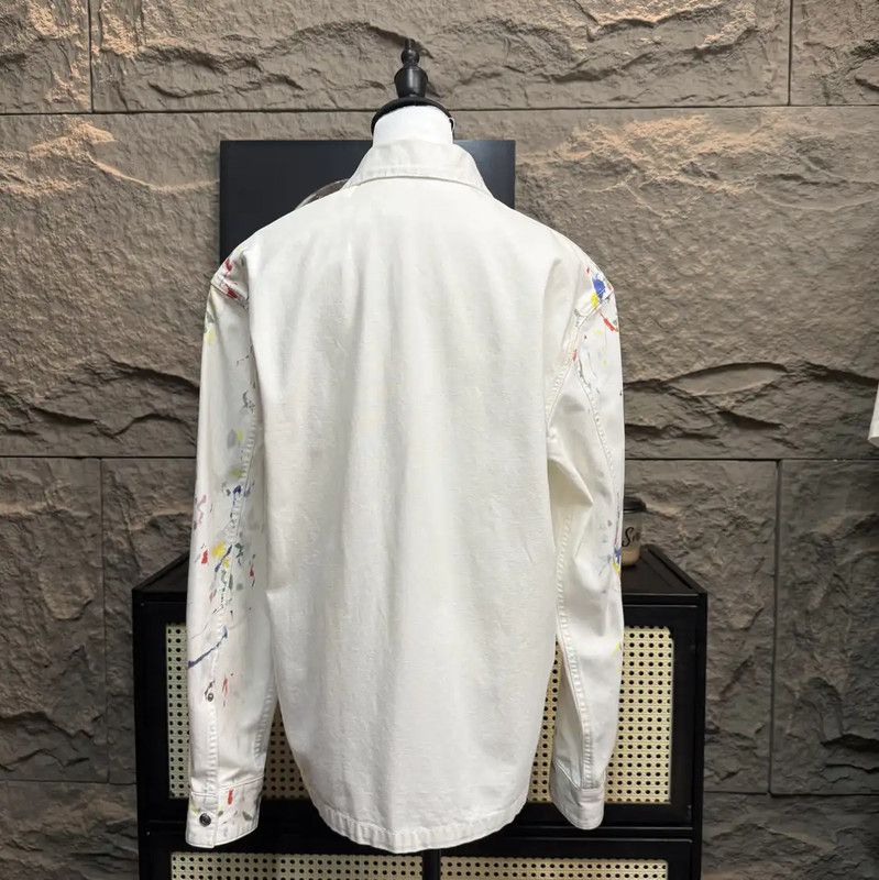 Dior Dior White Denim Women's Jacket with Paint Splatter 0089 Size M / US 6-8 / IT 42-44 - 2 Thumbnail
