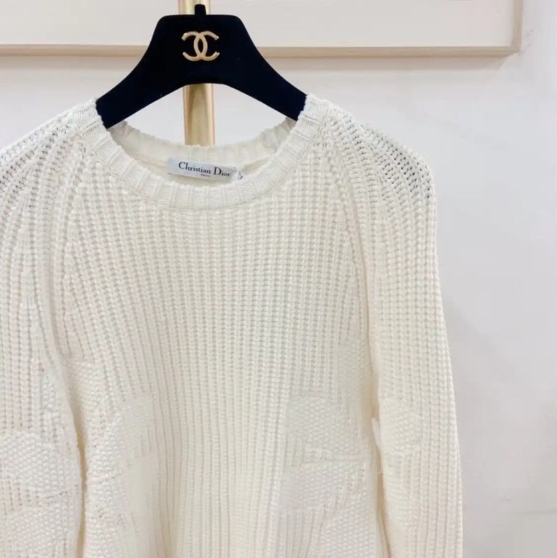 Dior Dior White Cotton Long Sleeve Sweater 0089 Size S / US 4 / IT 40 - 3 Thumbnail
