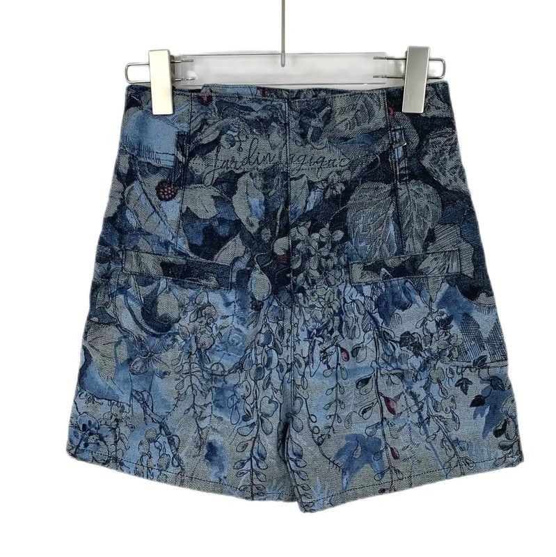 Dior Dior XS Blue Floral Cotton Shorts 0089 Size 22" - 2 Thumbnail