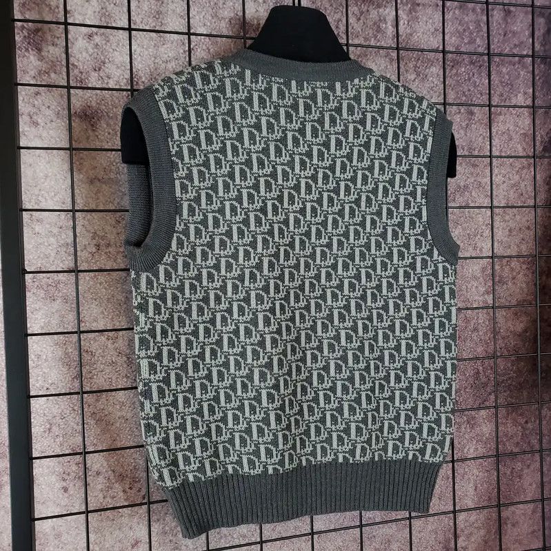 Dior Dior Women's Gray Wool Logo Sweater 0089 Size L / US 10 / IT 46 - 8 Thumbnail
