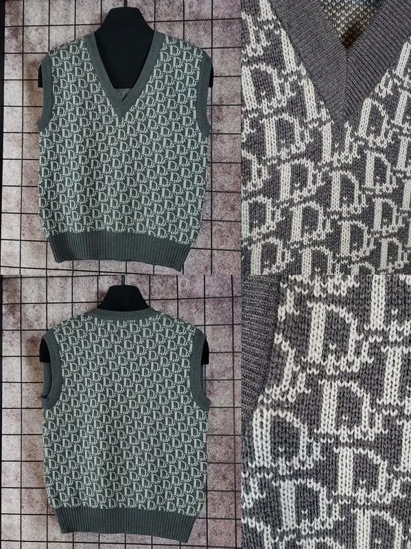Dior Dior Women's Gray Wool Logo Sweater 0089 Size L / US 10 / IT 46 - 3 Thumbnail