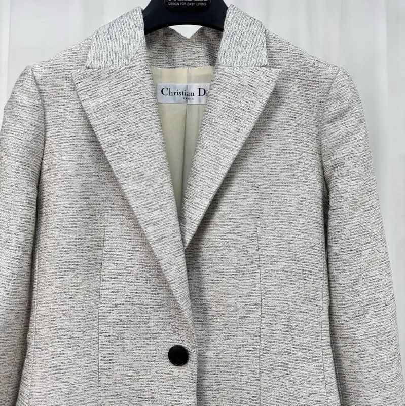 Dior Dior Wool Blend Women's Coat in Light Gray 0089 Size XS / US 0-2 / IT 36-38 - 3 Thumbnail