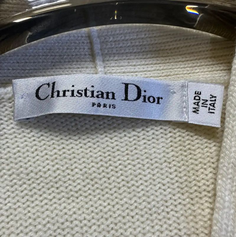 Dior Dior Embroidered Cashmere Cardigan in Cream 0089 Size M / US 6-8 / IT 42-44 - 5 Thumbnail