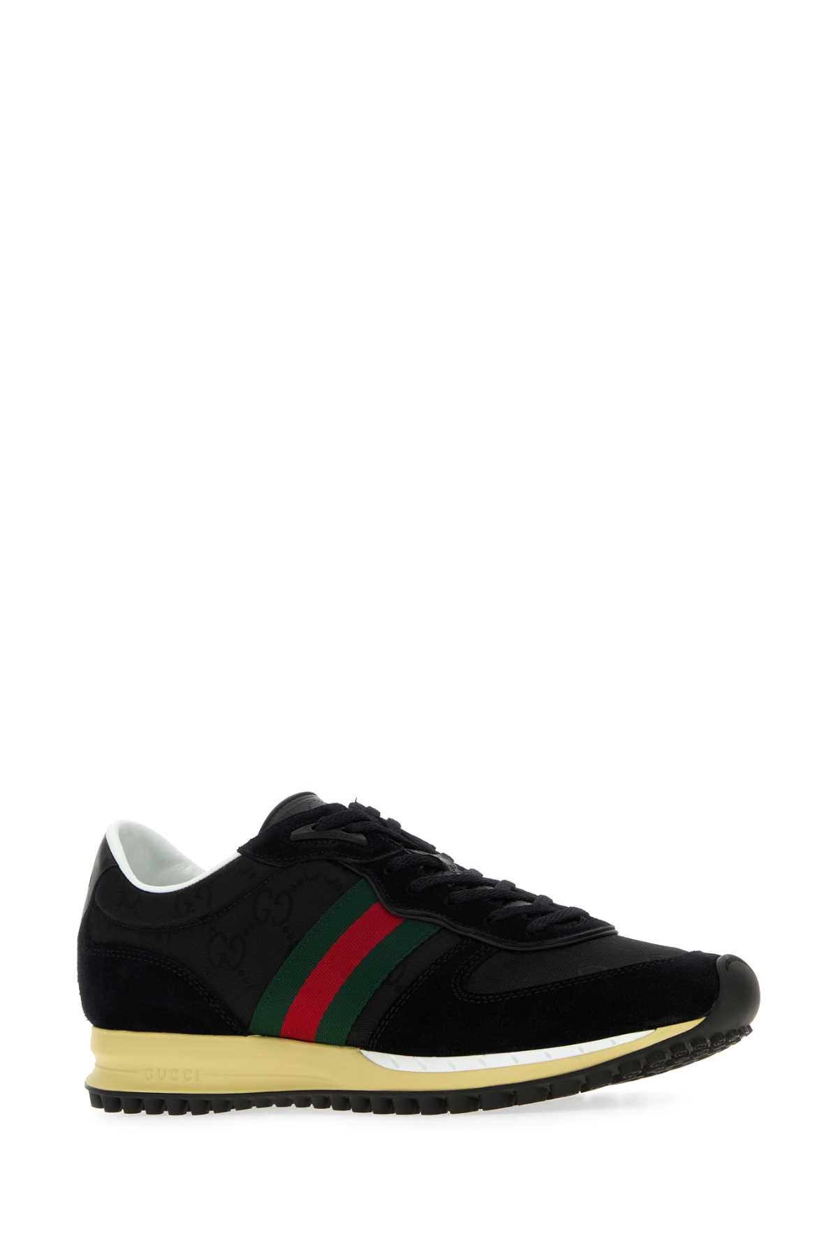 Gucci Black Original Gg Fabric And Suede Gucci Re-Motion Sneakers Size US 10 / EU 43 - 2 Thumbnail