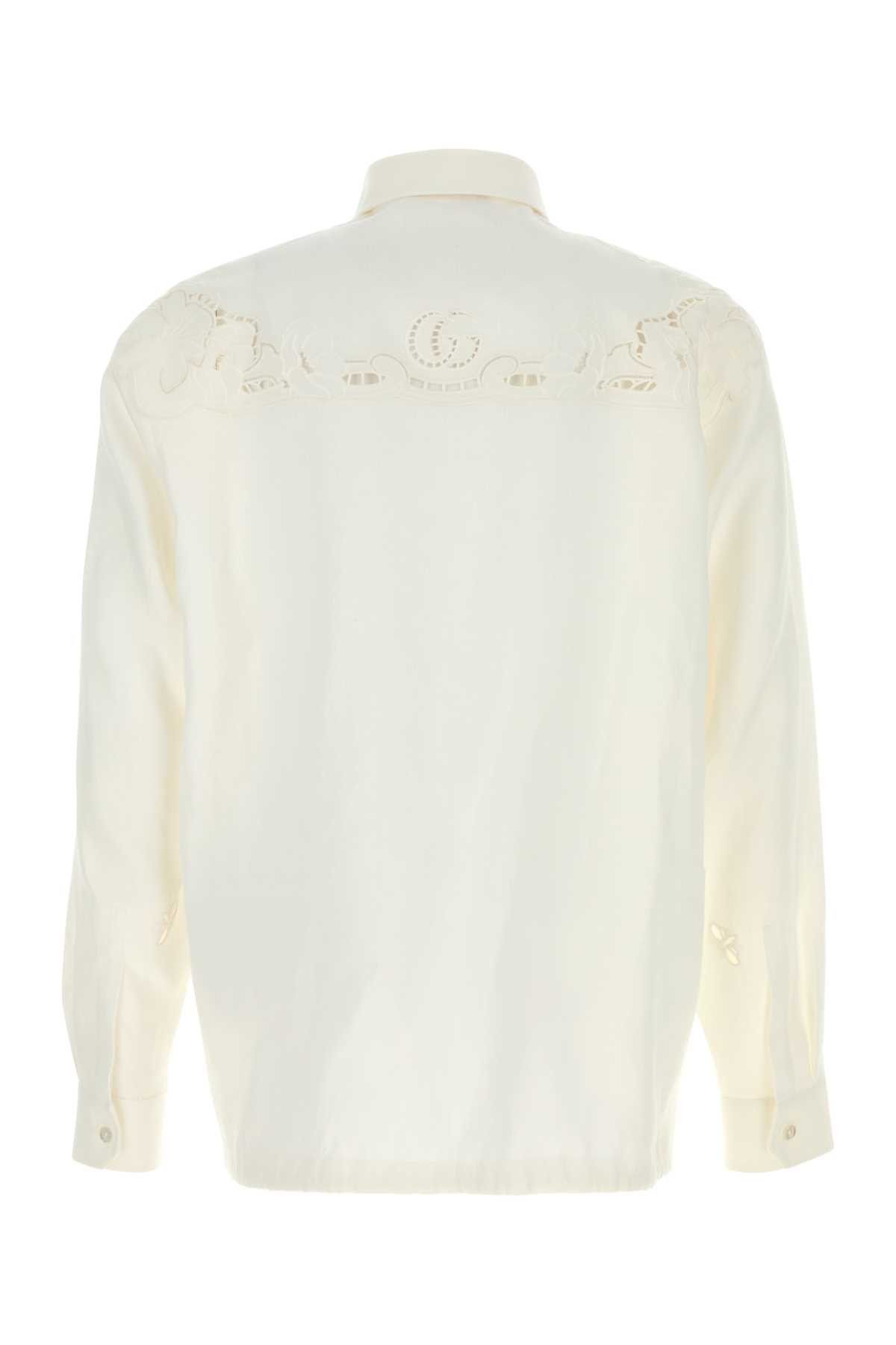 Gucci White Linen Polo Shirt Size US L / EU 52-54 / 3 - 2 Thumbnail