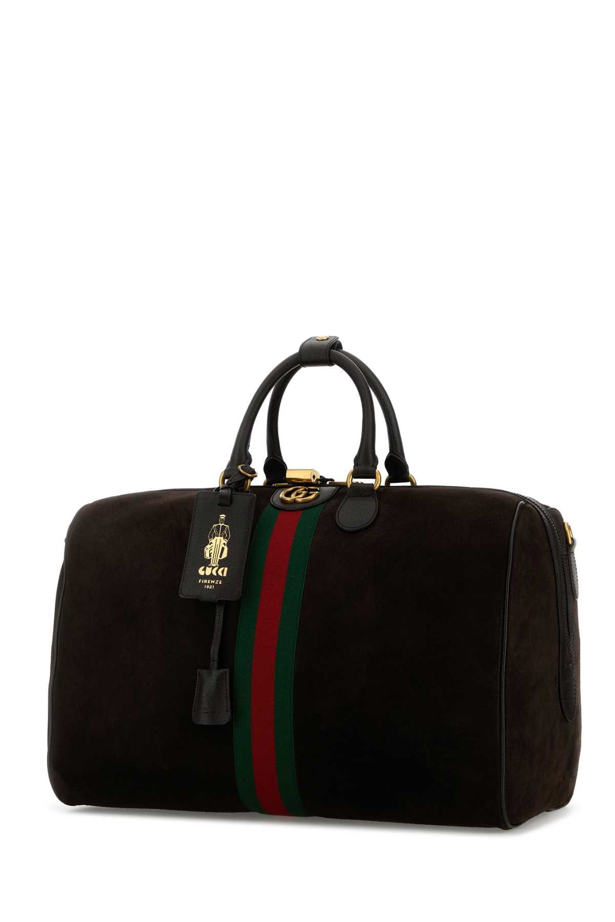 Gucci Dark Brown Suede Medium Gucci Savoy Travel Bag Size ONE SIZE - 2 Thumbnail