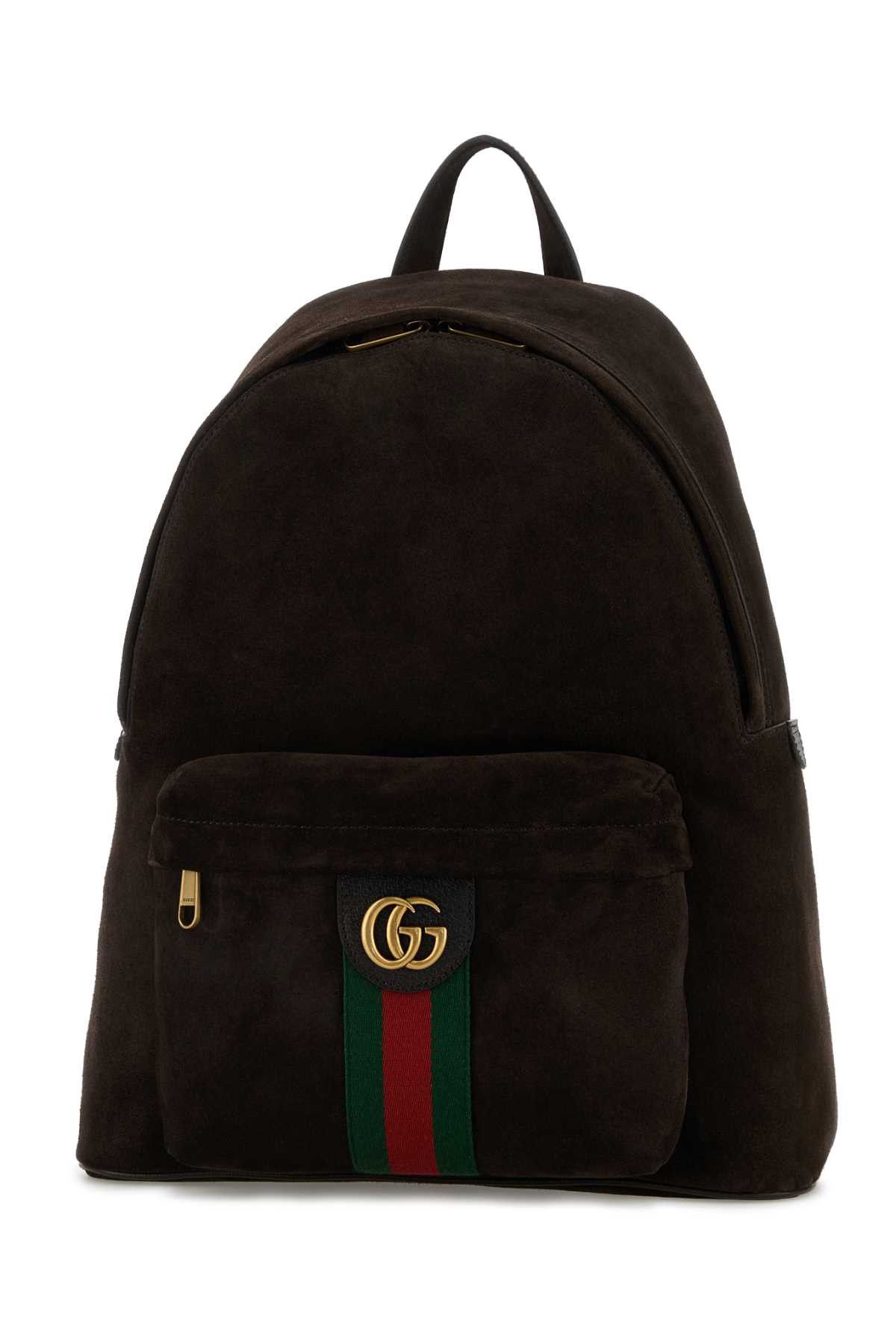 Gucci Dark Brown Suede Medium Ophidia Backpack Size ONE SIZE - 2 Thumbnail