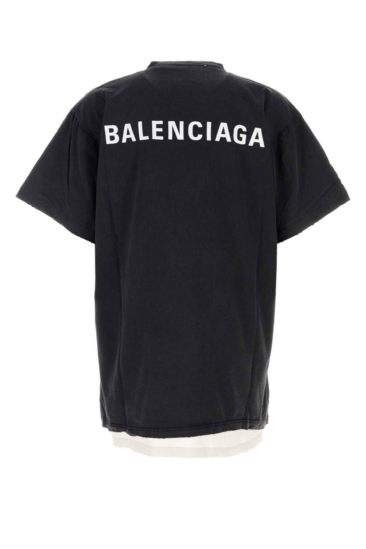 Balenciaga Slate Cotton Oversize T-Shirt Size US M / EU 48-50 / 2 - 2 Thumbnail