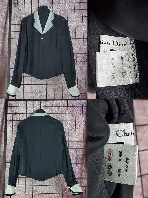 Dior Dior Black Silk Logo Long Sleeve Shirt 0089 Size M / US 6-8 / IT 42-44 - 2 Thumbnail