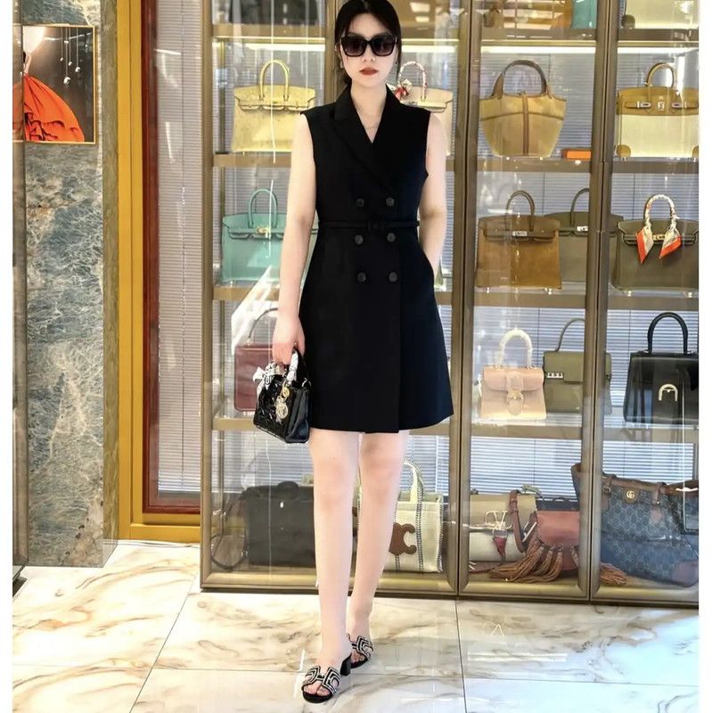 Dior Dior Black Wool A-Line Dress for Women 0089 Size XS / US 0-2 / IT 36-38 - 6 Thumbnail