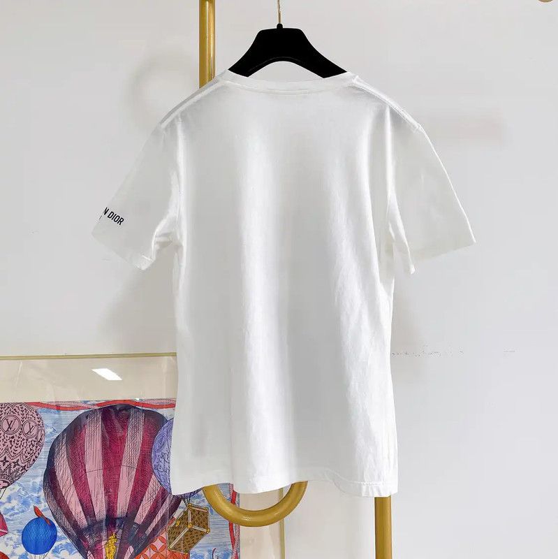Dior Dior Summer White Cotton Printed T-Shirt 0089 Size S / US 4 / IT 40 - 2 Thumbnail