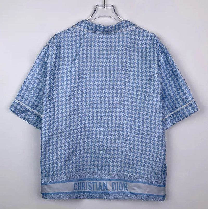 Dior Dior Blue Silk Short Sleeve Shirt 0089 Size XL / US 12-14 / IT 48-50 - 2 Thumbnail