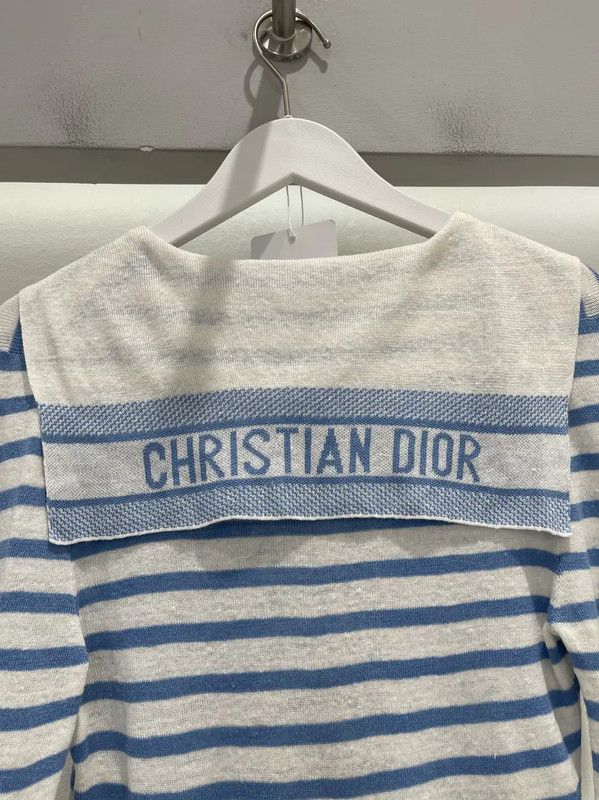 Dior Dior Striped Blue Silk Long Sleeve Top 0089 Size ONE SIZE - 5 Thumbnail