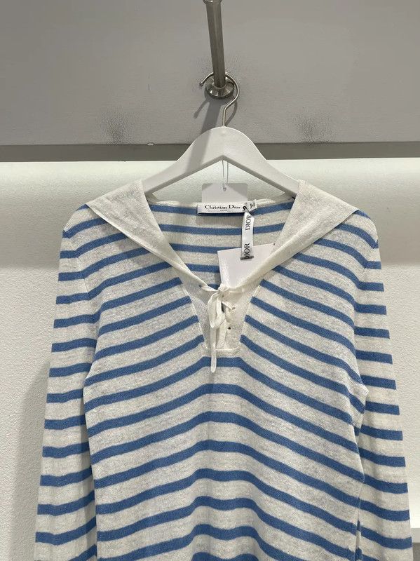 Dior Dior Striped Blue Silk Long Sleeve Top 0089 Size ONE SIZE - 3 Thumbnail