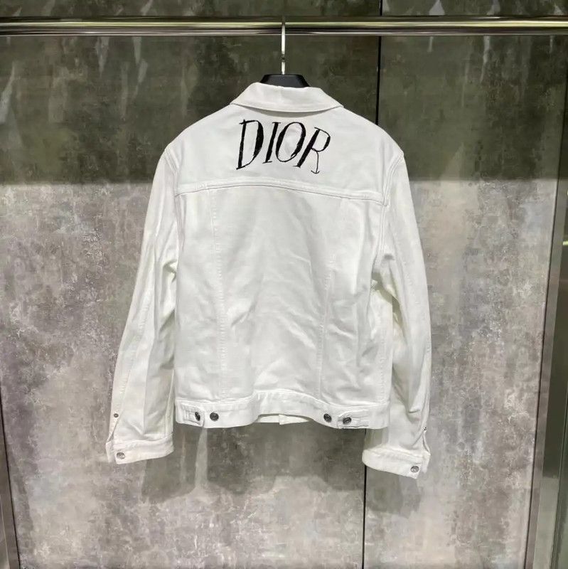 Dior Dior White Cotton Women's Jacket 0089 Size L / US 10 / IT 46 - 2 Thumbnail