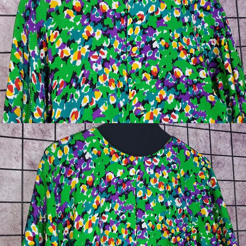 Dior Dior Green Floral Silk Long Sleeve Blouse 0089 Size M / US 6-8 / IT 42-44 - 3 Thumbnail